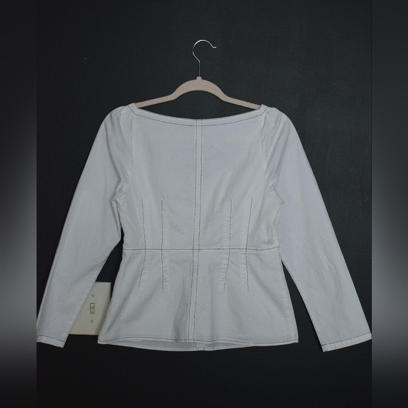 NWT Rebecca Taylor White Structured Long Sleeve Top Sz M - Picture 5 of 9